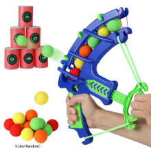(Blue) Slingshot Target Sticky Ball Bow Arrow Set Montessori Educational Toy Outdoor Throwing Sport Fidget Game
