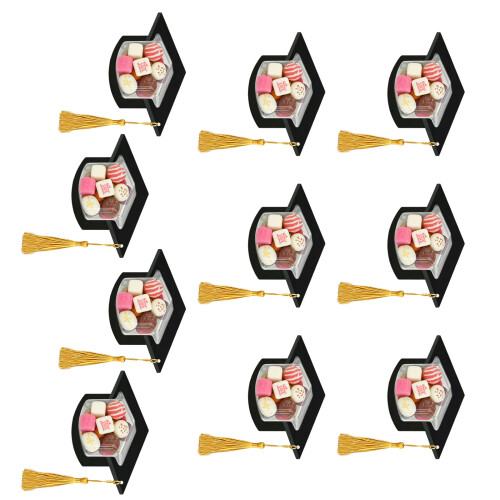 10Pcs Commencement Cap Shape Candy Box Set Graduation-Black