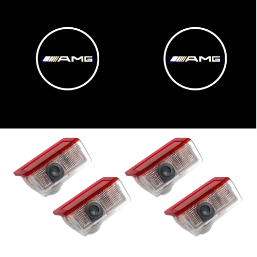 4 Pack LED Door Puddle Lights, AMG Emblem Logo, HD Wireless Welcome Ghost Shadow Laser Projector Lamps, Modification