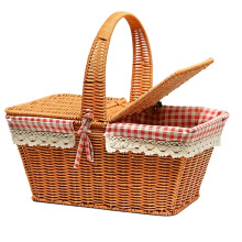 Room Handwoven Picnic Basket With Lockable Lid Convenient For-3