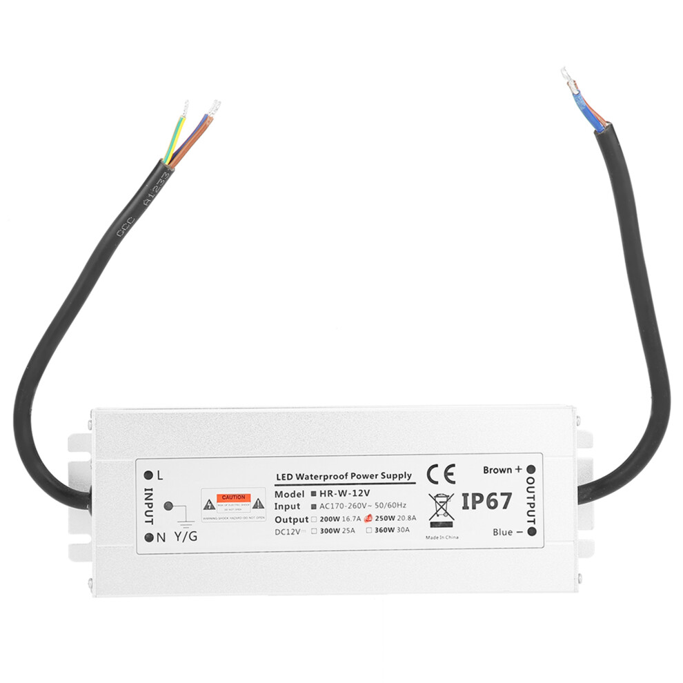 IP67 250W LED Power Supply Driver 12V Waterproof