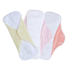 (L) 3 Piece Washable Cotton Gauze Sanitary Pads Breathable Reusable Period Protective Hygiene Nursing Napkin for Women S