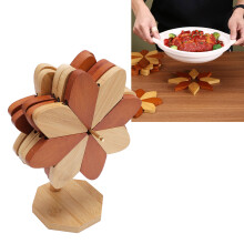 Compact Wooden Trivet Set for Kitchen