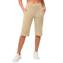 Damen-Yoga-Caprihose, hohe Taille, Leggings,-Aprikose S