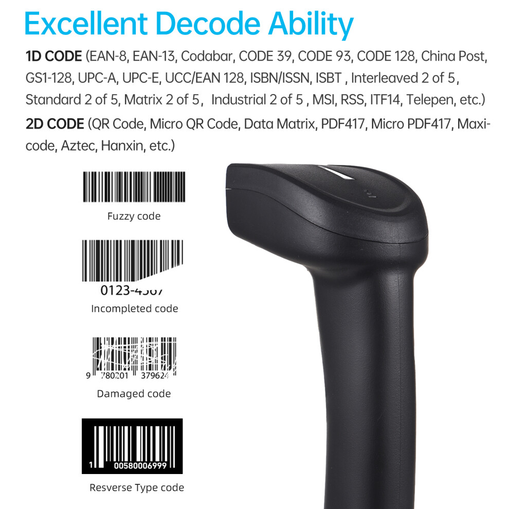 2D Handheld Barcode Scanner 2.4G USB Wireless