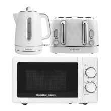 Kettle, Toaster & Microwave Set, Diamond Collection by Hamilton Beach, White