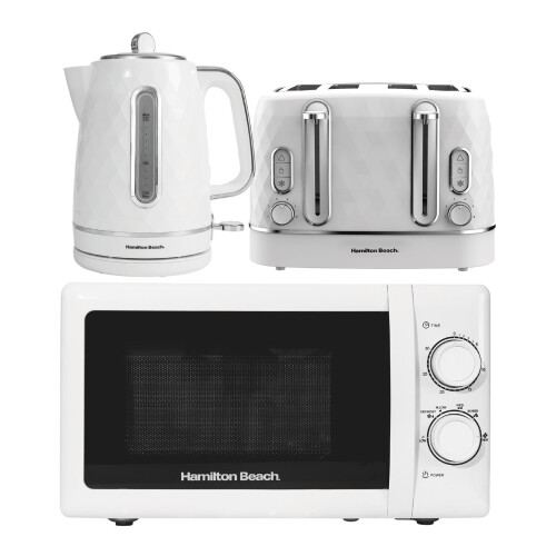 Hamilton Beach Kettle, Toaster & Microwave Set, Diamond Collection by Hamilton Beach, White