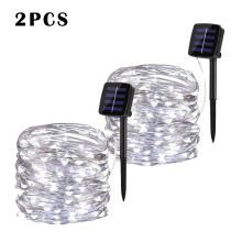 (2pcs-white, 22m200LED) Solar LED Light Outdoor Lamp Garden Fairy Light String Led Twinkle Lamp Christmas Garland Yard Decoration