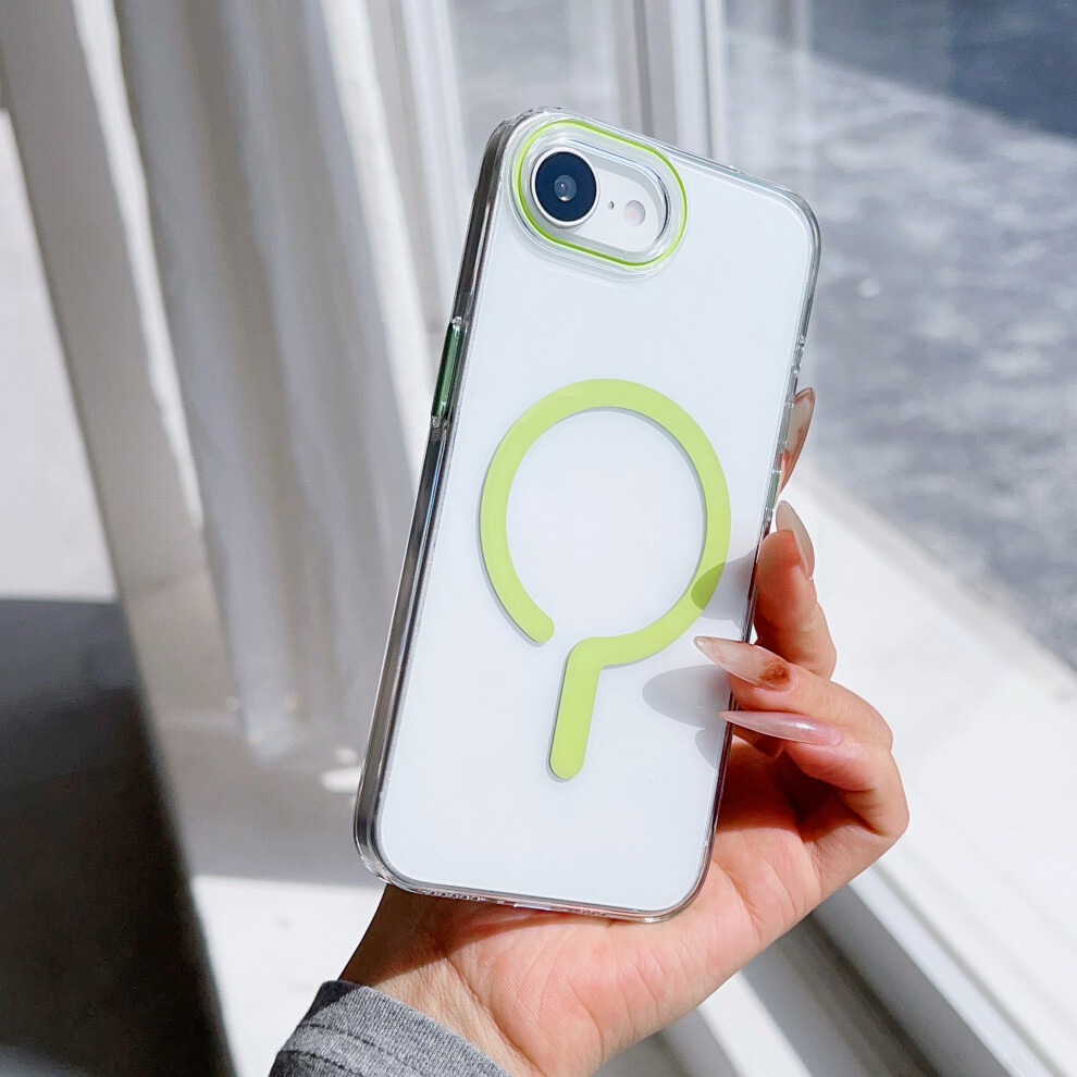 (Fluorescent ) For Iphone 17E / 16E Case Compatible With Magsafe Protective Tpu + Pc Phone Cover Green 6914299101192