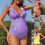 Soft Maternity Swimsuit Secure Fit Bikini Clothes-Lavender L 4