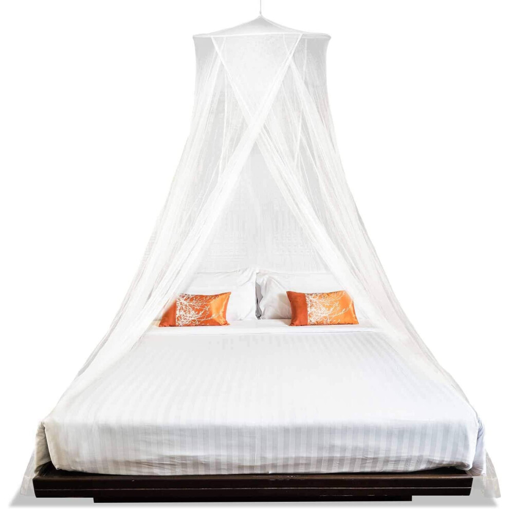 Extra-Large King Mosquito Bed Net, Made For King Queen And Twin, Two Openings Netting | Bed Canopy Curtains, Mosquito Netting White Mekkapro