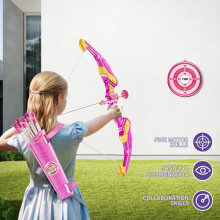 (Pink) Children's Bow and Arrow Set Archery Toy Set Indoor Outdoor Toys for Boys Girls Amusement Equipment Ideal Gift Toy