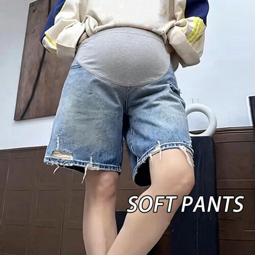 Comfortable Shorts Breathable Lightweight For Expecting-Blue XL 2