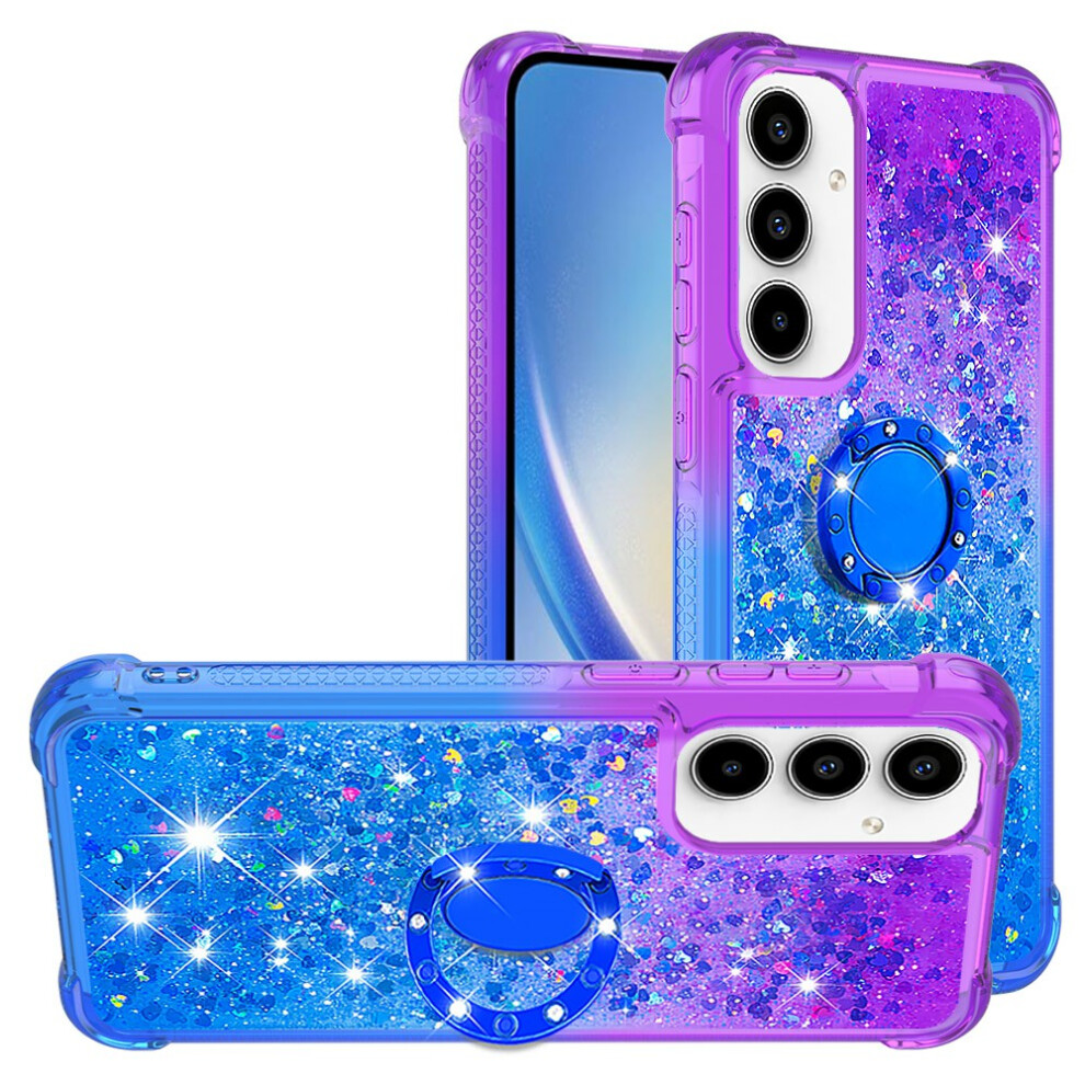 (Purple+Sky ) For Samsung Galaxy A37 5G Tpu Case With Kickstand Gradiant Quicksand Shockproof Cover Blue 6914293330154