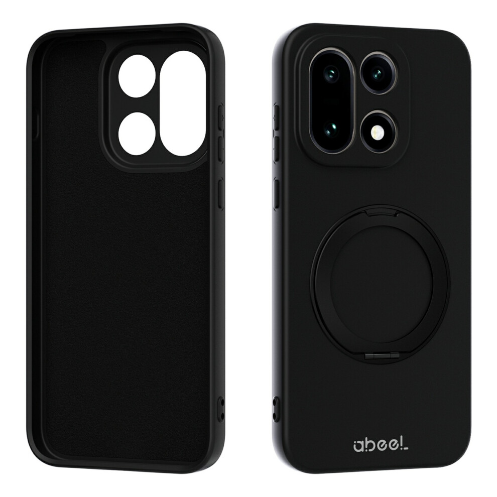 (Black) For Oneplus 15 5G Magnetic Case Kickstand Skin Touch Liquid Silicone Phone Cover Black 6914297663081