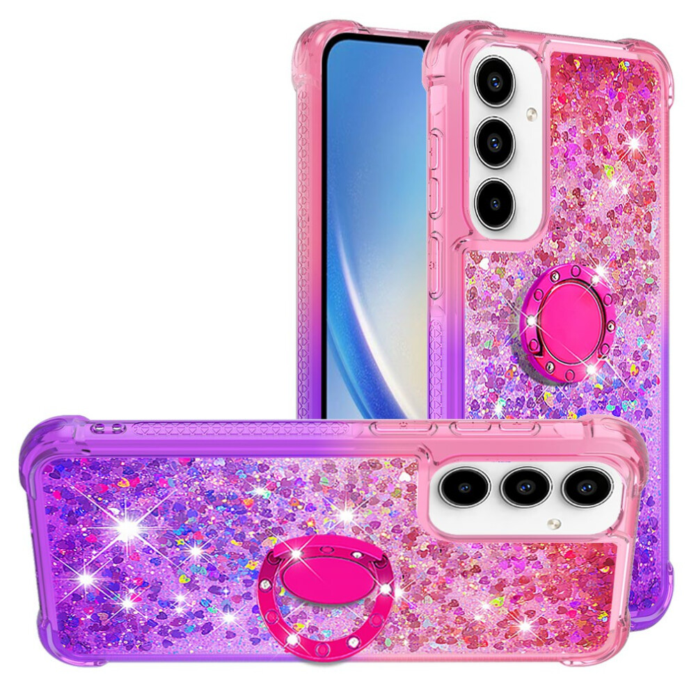 (+Purple) For Samsung Galaxy A37 5G Tpu Case With Kickstand Gradiant Quicksand Shockproof Cover Pink/Purple 6914292162107