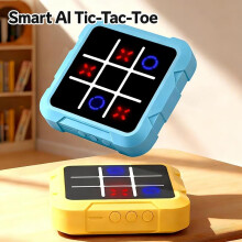 (blue) Portable Tic-Tac-Toe Game, Stress Relief & Educational Board Game, Multifunctional Electronic Toy for Adults & Kids