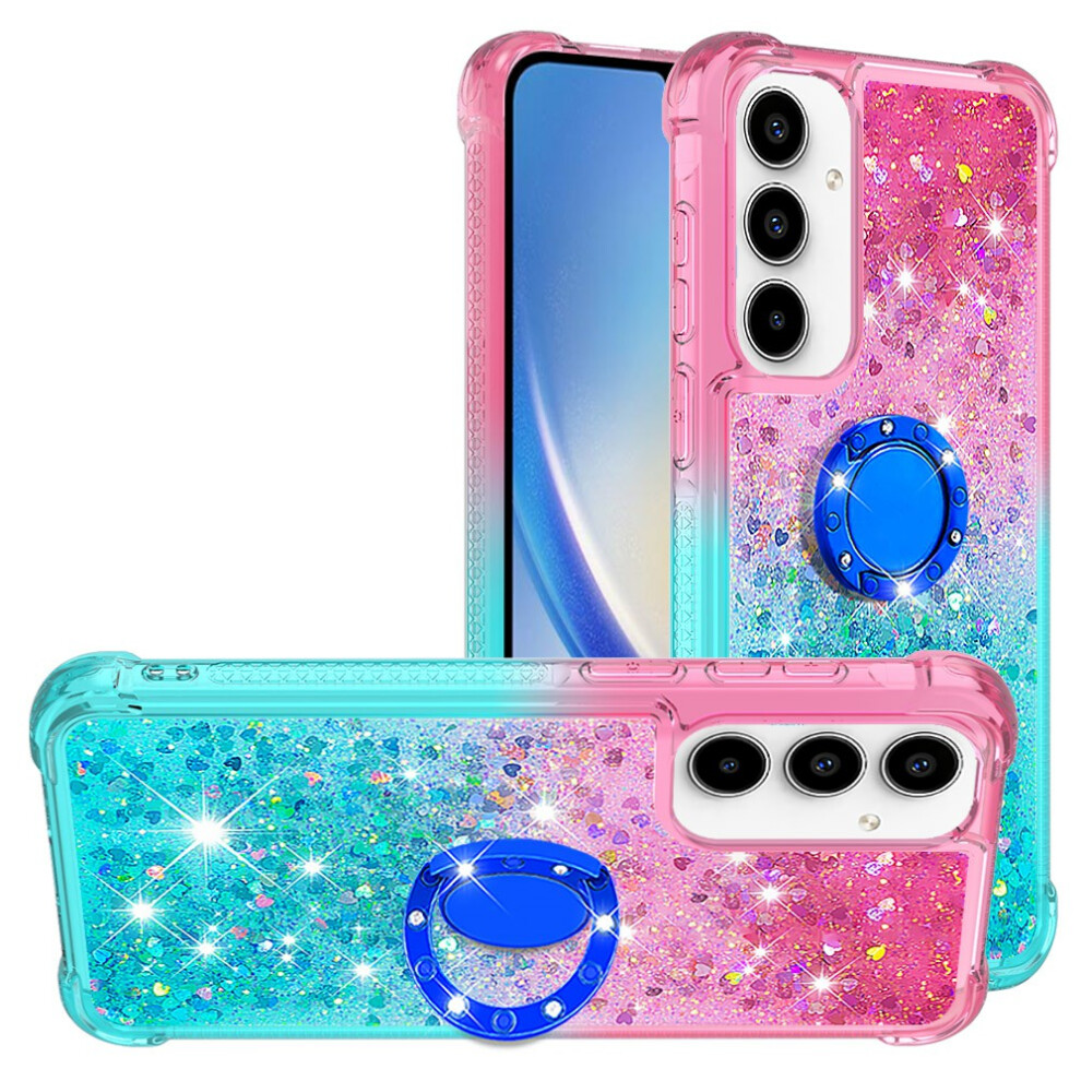 (Pink+Sky ) For Samsung Galaxy A37 5G Tpu Case With Kickstand Gradiant Quicksand Shockproof Cover Blue 6914298005873