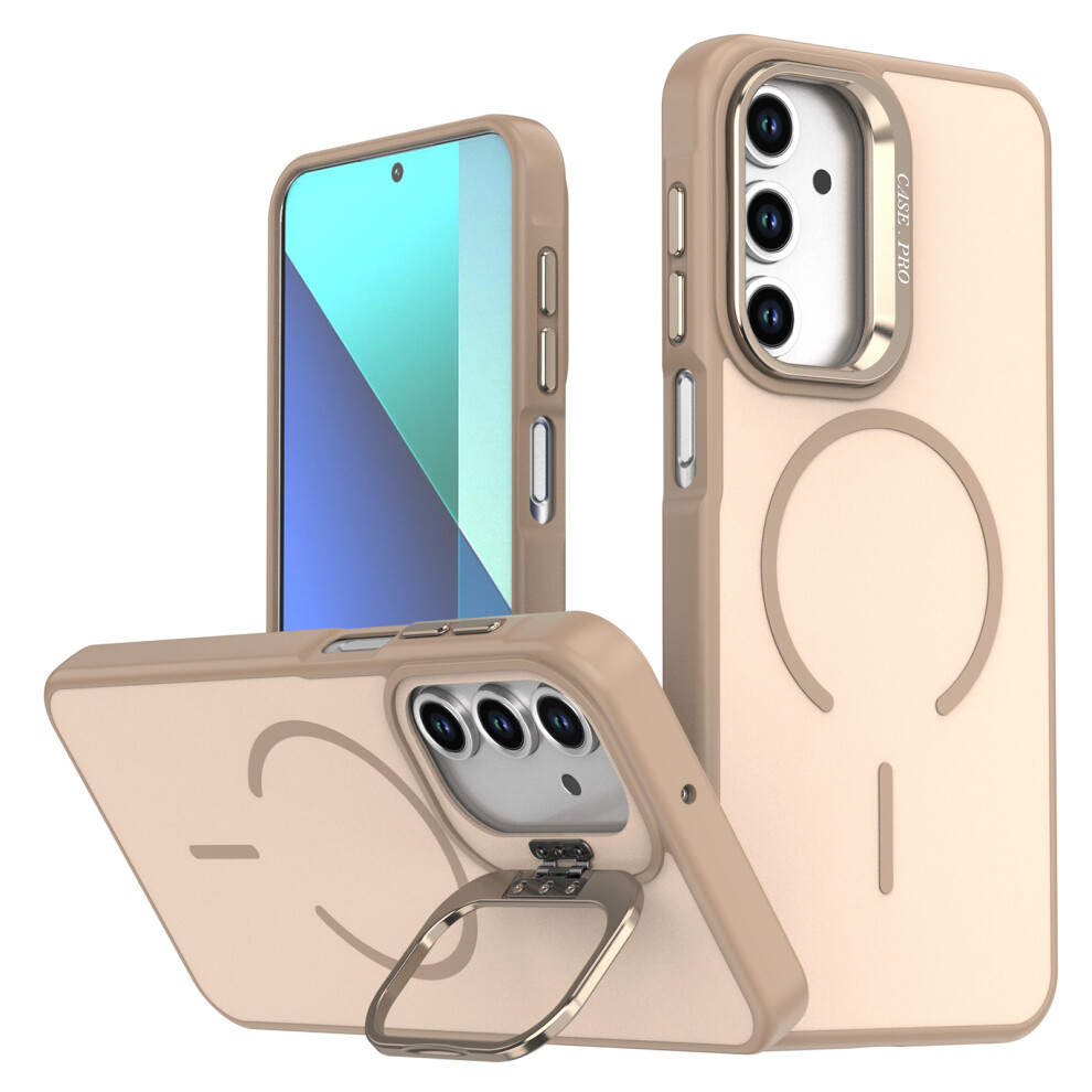 (Desert ) For Samsung Galaxy A13 4G / A13 5G Case Skin-Touch Pc + Tpu Magnetic Phone Cover With Lens Frame Kickstand Gold 6914295572927