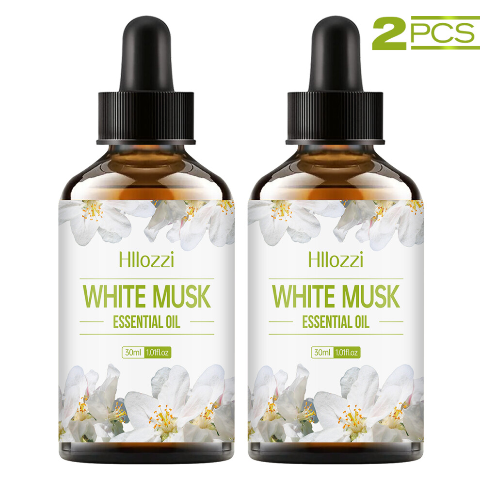 (White Musk 2pcs, 30ml) White Musk Essential Oil,for diffuser aromatherapy, body massage, facial skin care, car fragrance, great for perfume DIY.-image-OPC-PVBYXCD-NEW