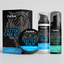 Tattoo Care Kit Comprehensive care for new tattoos—cleansing, hydration, and moisturizing nourishment.