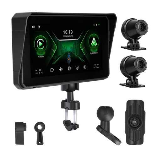 Carplay Android Auto Portátil Digital Motocicleta Painel DVR para  Player 6 Polegadas IPX8 À Prova D'Água com 2 Câmeras