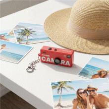 Porte-Clés Caméra avec Carte Mémoire 32 Go 0,96 Pouces Caméra D'Action Rétro, Enregistreur Vidéo 1080p, Rouge