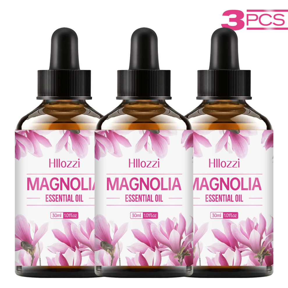 (Magnolia 3pcs, 30ml) Magnolia Essential Oil for Aromatherapy Diffusers, Burners and Air Fresheners - Long lasting pleasant scent