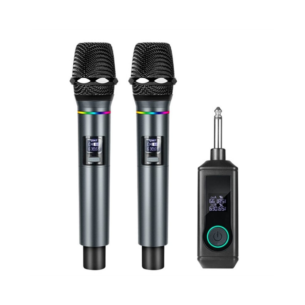 Wireless Microphone Uhf Fixed Frequency 2 Channels Handheld Mic Micphone For Party Karaoke Professional Church Meeting B 4713007323718