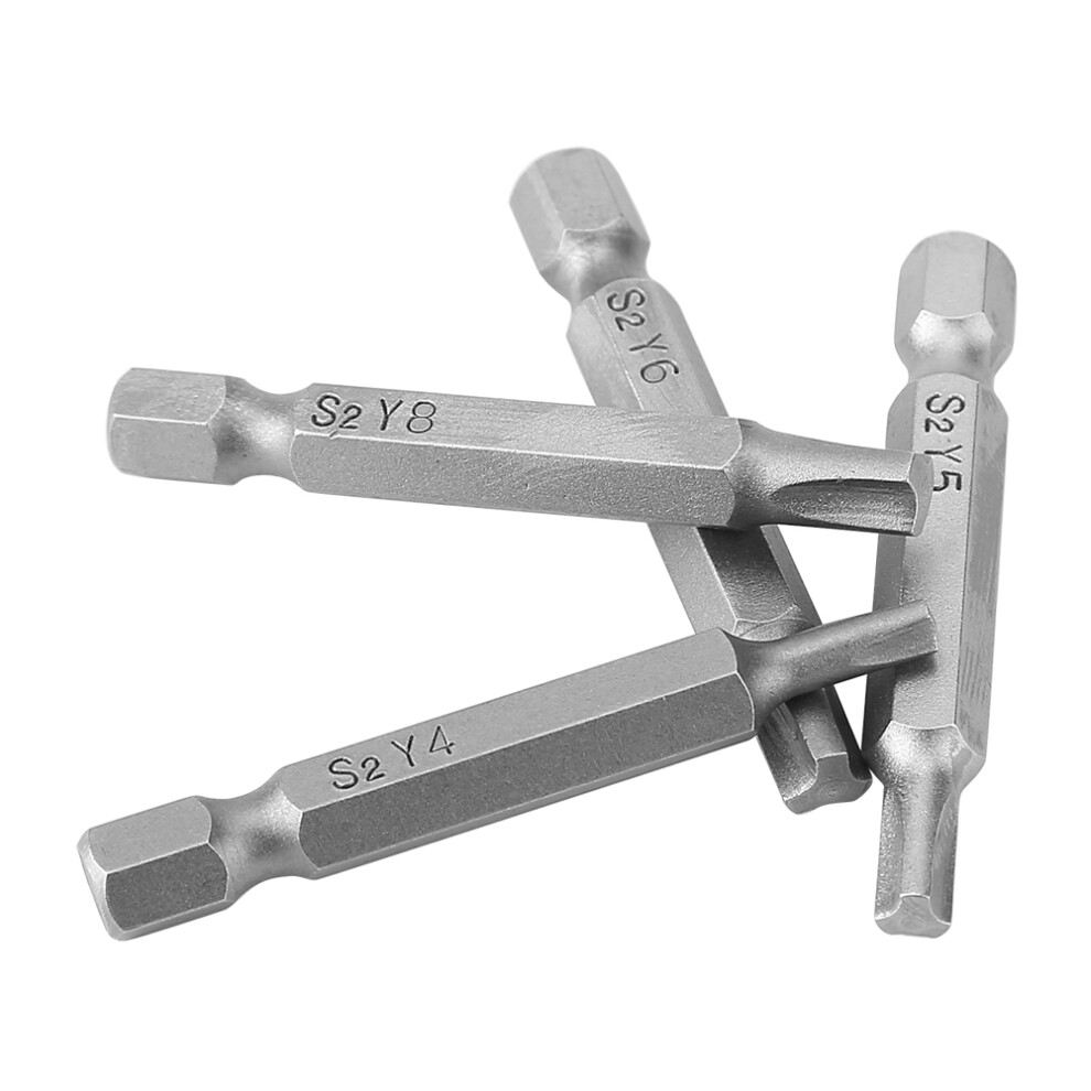 4pc Triangle Y Type 1/4 Hex Magnetic Bits