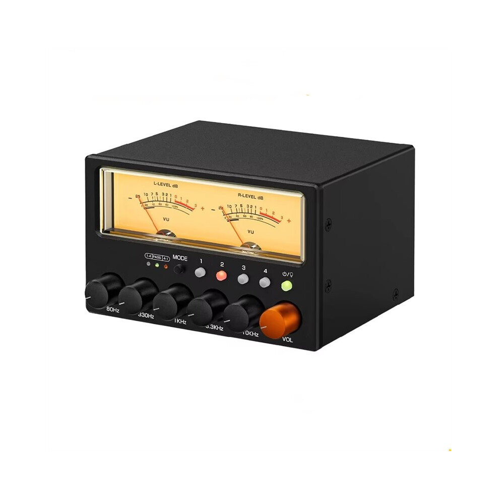 D5 4-Way Audio Switcher Splitter Hifi 5-Band Stereo Eq Preamp Equalizer With Vu Meter Eu Plug 6032427053509