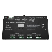 12CHx5A 12-24VDC CV OLED DMX512 Decoder D12A 4 PWM-Frequenties voor RDM DMX Master DIM/CCT/RGB Decoderingsmodus Selecteerbaar