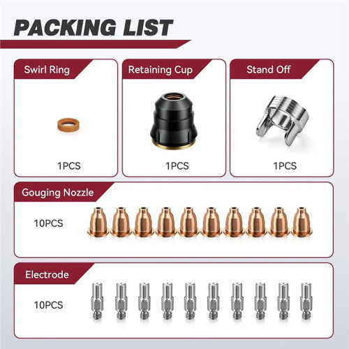 Kit de Bicos de Goivagem A Plasma IPT60 para CUT60 (Sem ) e CUT55 MP, Conjunto de 23 Peças 2