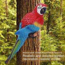 Red Left Resin Parrot Decoration Model