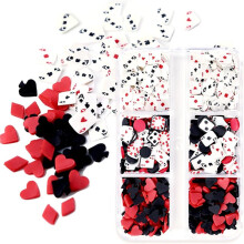 1 Doosje 3D Poker Nail Charms, Nagelsteentjes van Polymeerklei voor Manicure en Knutselprojecten