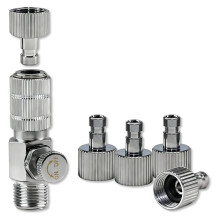 Airbrush Quick Release Disconnect Adapter Kit with Adjustable Control Valve, 1/8" BSP 5 Male & 1 Female Fittings