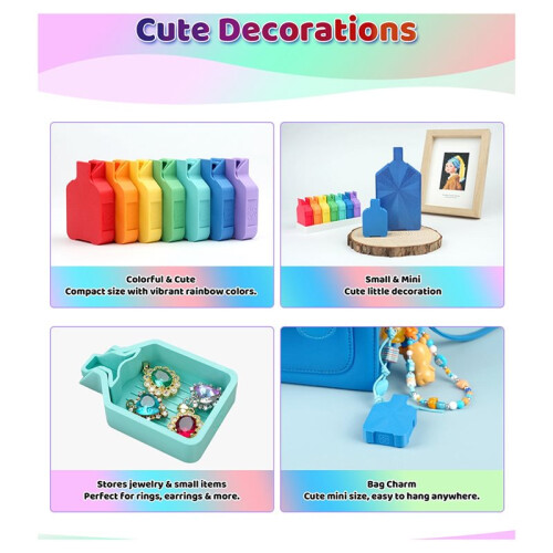 7PCS  Rainbow Diamond Painting Baby Trays with Decorative Storage Base 2