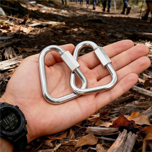 8 Pack Triangle Carabiner Clips for Slackline , Heavy Duty Triangular Quick  Quick Link Chain Connector 1