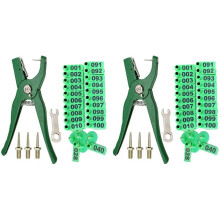 2X Pinze per Marchi Auricolari per Animali da Allevamento, con Numero 001-100 Marchi Auricolari E 6 Perni, per L'Installazione di Marchi Auricolari