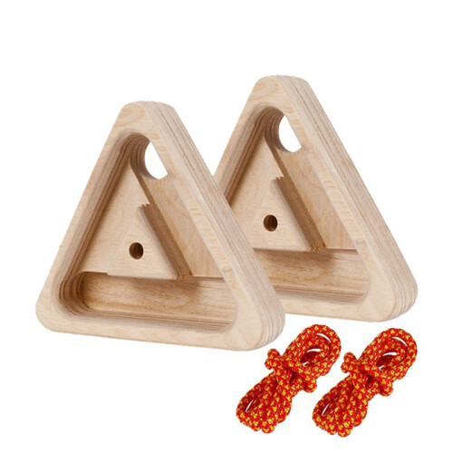 2 Pack Portable Triangular Wooden Climbing Fingerboard with 3 Multi-Depth Pockets, for Finger Strength, Arm Workout 2