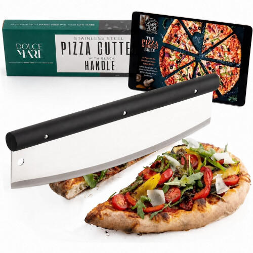 DOLCE MARE Stainless Steel Pizza Cutter Rocker Blade with Black Handle 1