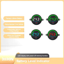 LED-Batterijniveau-Indicator, Digitale Voltmeter met Schroefgat, Spannings- en Laadtester voor Lithiumbatterijen, Wit