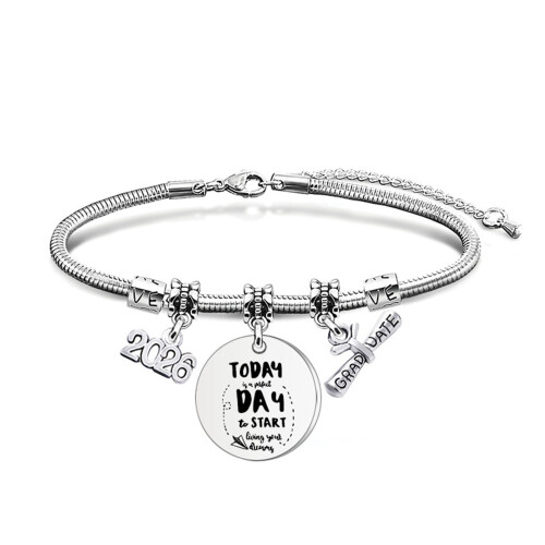Adjustable 316L Steel Adjustable Snake Bracelet With-08 Silver