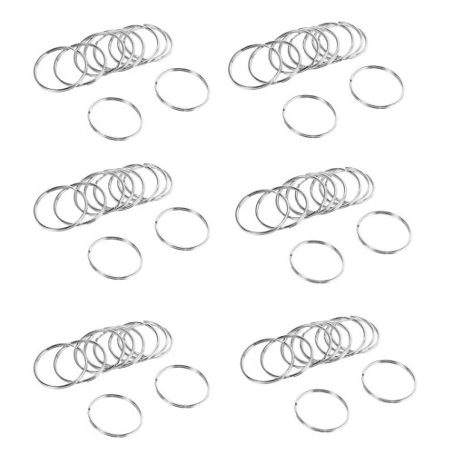 60X Quality 50mm Keyring Split Ring Set Heavy Duty Large Nickel Key Loop Sprung Hoop