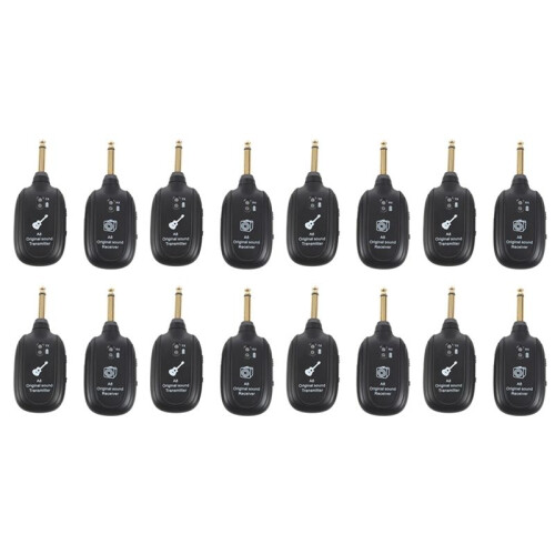 8X UHF Gitarre Kabelloses System Sender Empfaenger Eingebaute Wiederaufladbare