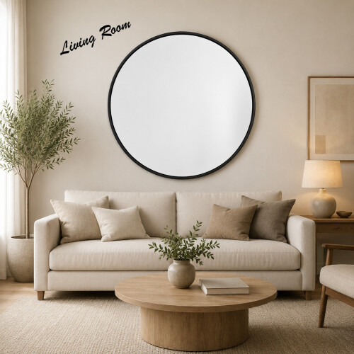 Spot On Dealz 50cm Round Wall Mirror Circle Black 1