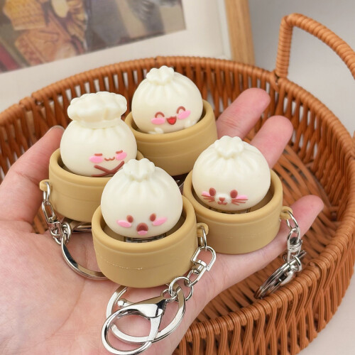 Steamed Bun Press Button Keychain Keyboards Style Fidgets-2 pcs 2