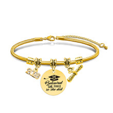 Stijlvolle 18 cm roestvrijstalen afstudeercadeauarmband-18 Goud