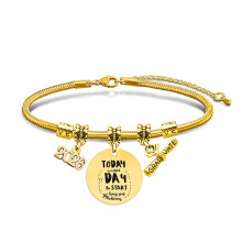 Adjustable 316L Steel Adjustable Snake Bracelet With-08 Gold