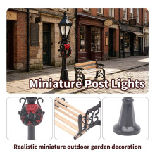 2St 1/12 Dockhus Miniatyr Julpark Gatulampa & BäNk Docka TräDgåRdsdekor TräDgåRdsmöBler Miniatyrdekorleksak